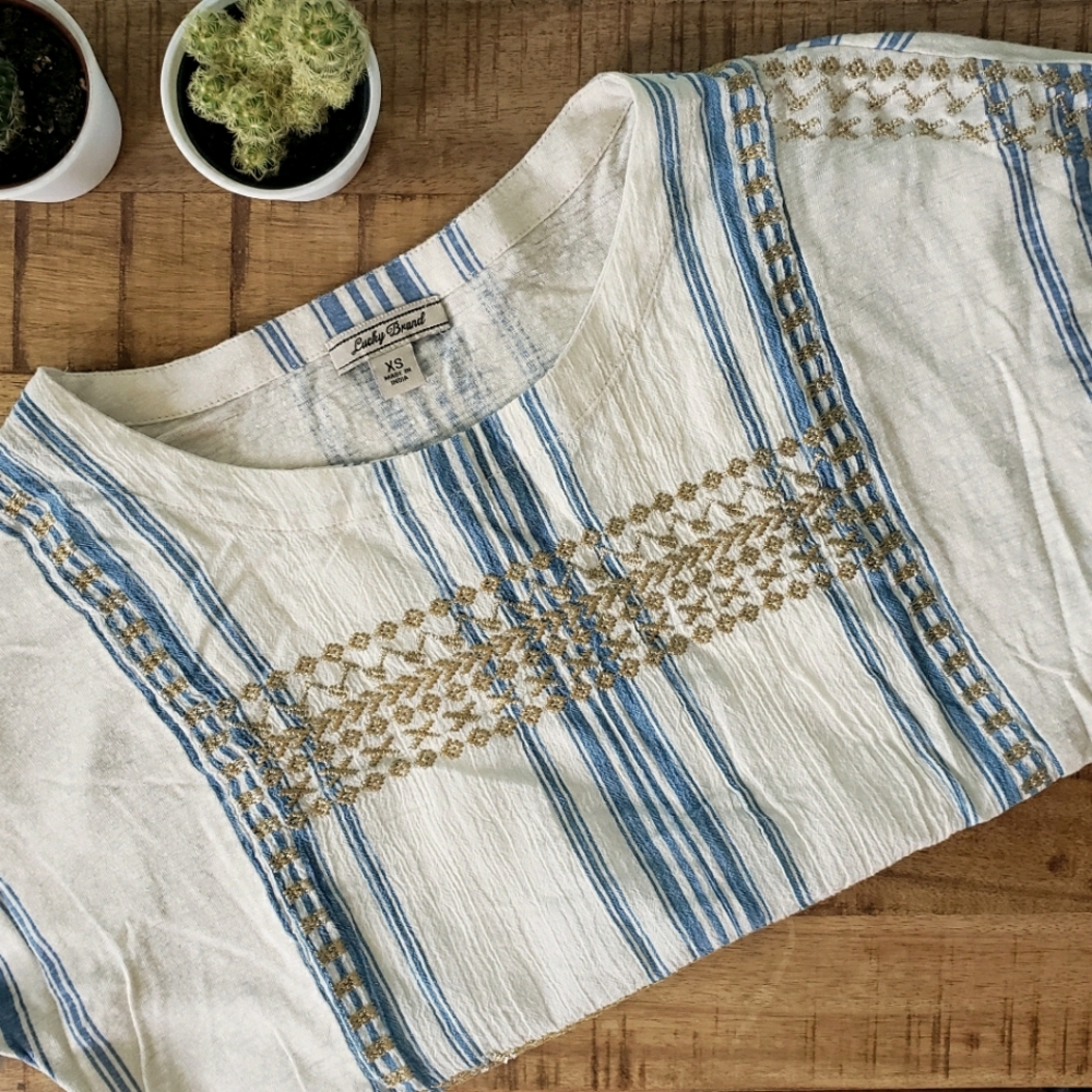 Lucky Brand Metallic Embroidered Tee